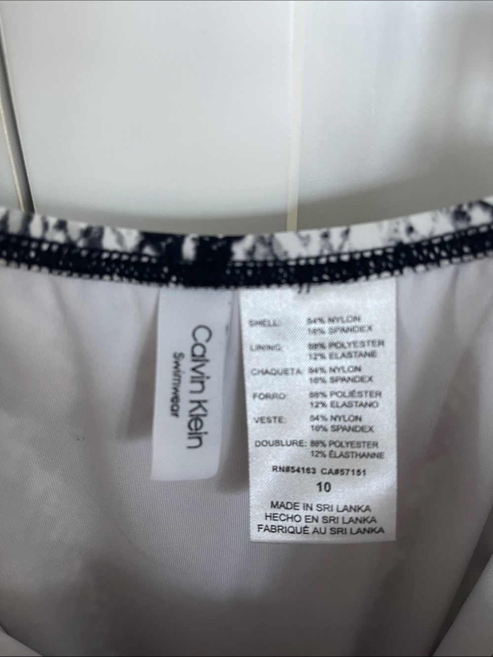 Calvin Klein Black and White Snake-Print Swimsuit - Picture 2 of 5